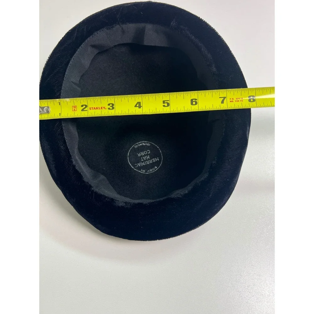 Vintage Merrimac Black Felt Bowler Hat‎ Womens Small Embellished Band